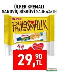 ÜLKER KREMALI SANDVİÇ BİSKÜVİ 4X61 G fiyat ve kampanya bilgisi